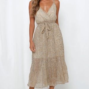 Hello Molly Mustard Leopard Midi Dress